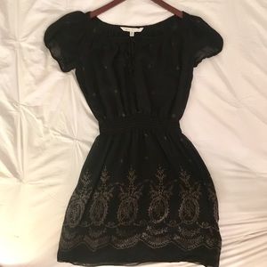 Casual black embroidered dress